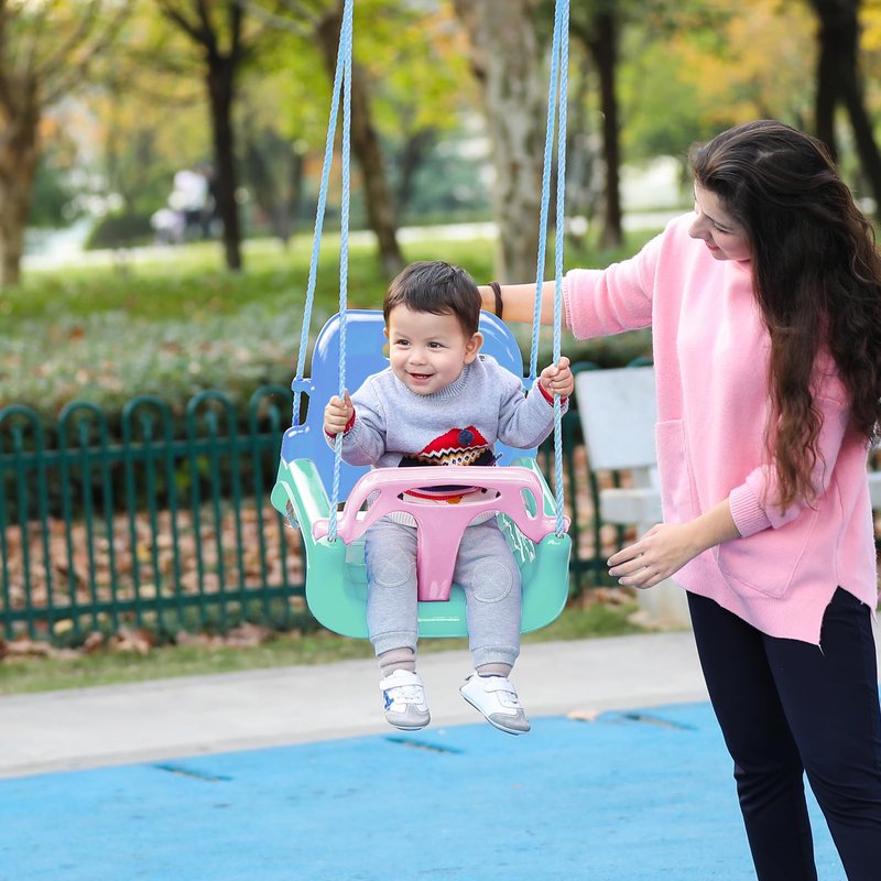 nets Tribe Toddler Swing, 3-in-1 Baby Swing Seat, Anti-Flip Snug & Secure Detachable Kids Swing Set, Infants to Teens Swing Seat for Playground Indoor Outdoor. (Macaron Green)