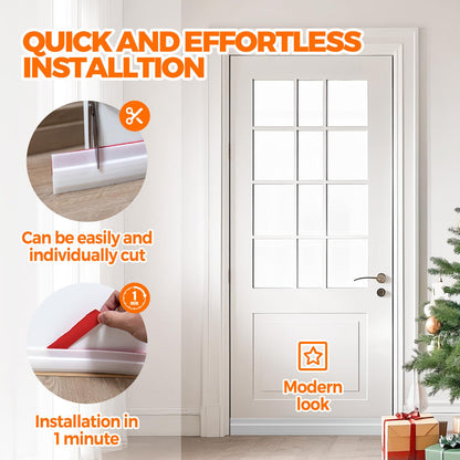 Holikme Door Draft Stopper Under Door Draft Blocker Insulator Doors Sweep Weather Stripping Noise Stopper Strong Adhesive, White