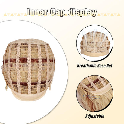 FantaLook Women Long Curly 80s Blonde with Reddish Brown Cosplay Wig