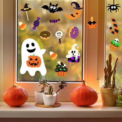6 Pcs Window Clings - Halloween Decorations With Cute Pumpkin Ghost Stickers and Decals for Party