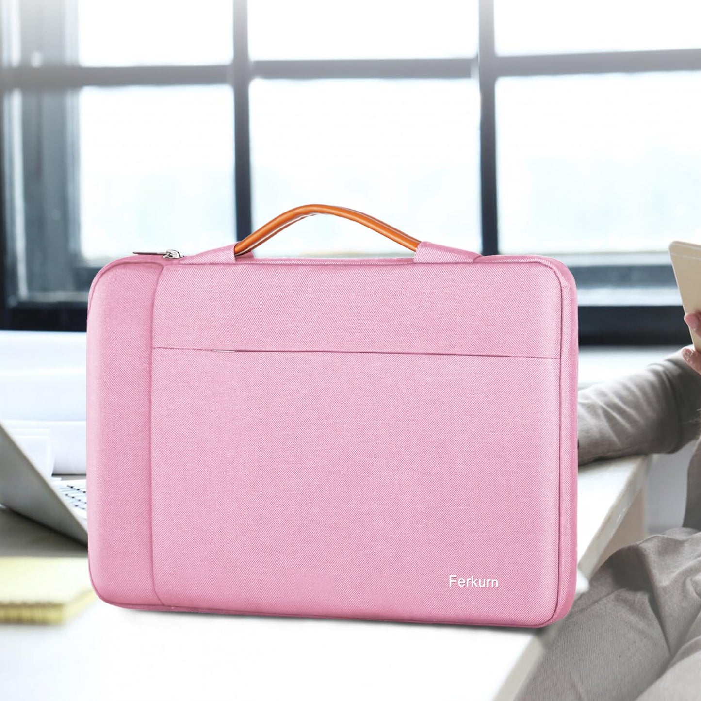 Ferkurn Laptop Case Sleeve 14 Inch Compatible with 14" MacBook Pro M4/M3/M2/M1, HP Pavilion Chromebook 14A EliteBook X360 Probook, ASUS Vivobook,Lenovo Ideapad,Acer, Slim Carrying Computer Bag, Pink