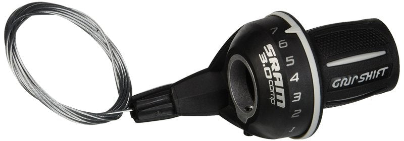 SRAM 3.0 Comp Twist 7-Speed Rear Shifter - Black, 1:1 Ratio, Mechanical Gear Indicator, Sealed Cable Entry, Lightweight and Durable Cycling Component