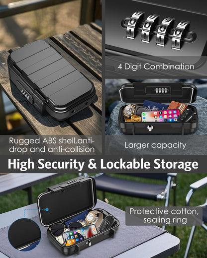 AMIR Portable Safe Box, Combination Security Case LockBox with Code, Waterproof Anti-Theft Mini Travel Safe Box with Removable Chain, Portable Lock Box for Home, Office, Christmas