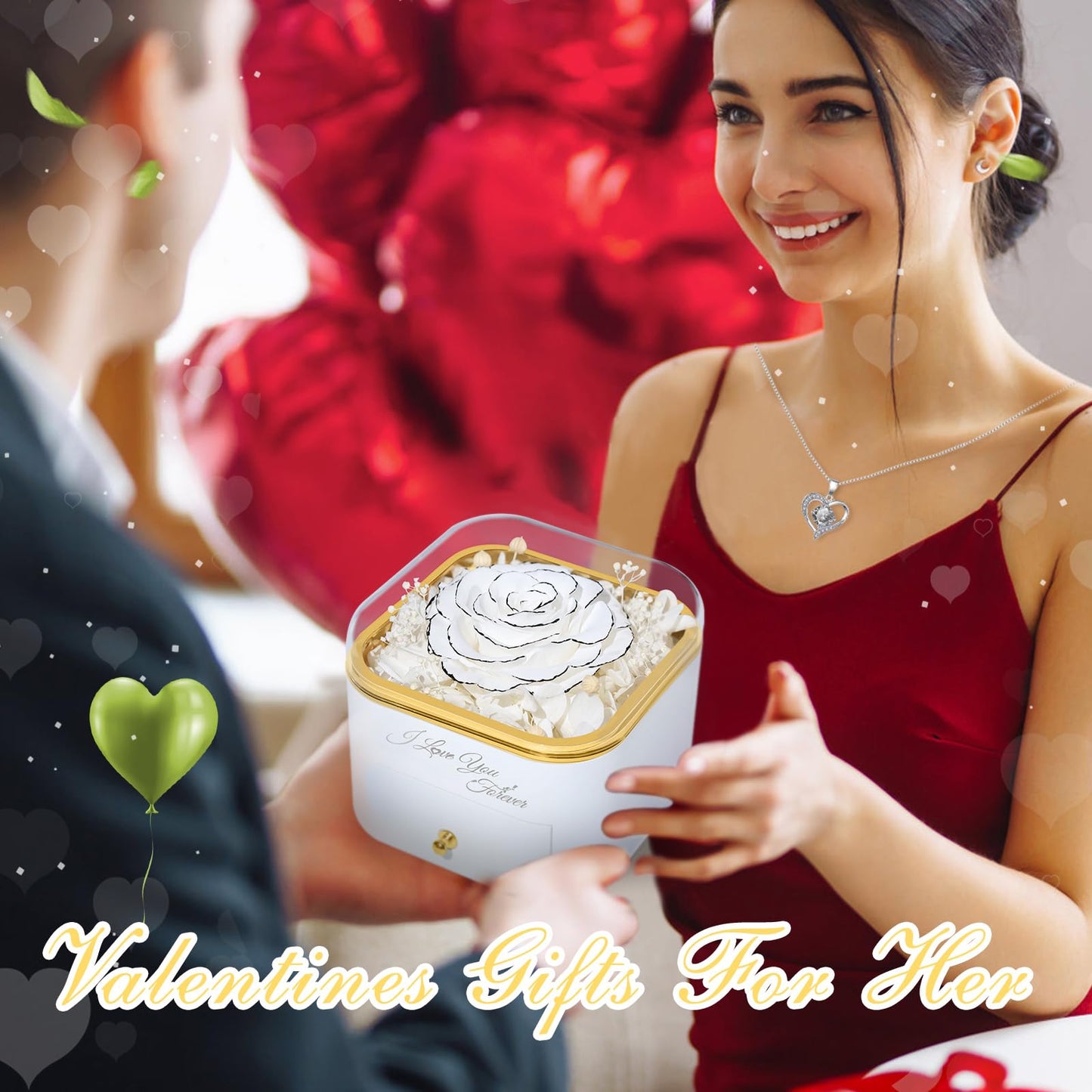 Beferr Valentines Day Gifts for Her Preserved Real Rose with Necklace Eternal Roses Forever Flowers for Delivery Prime Mothers Anniversary Birthday Gifts for Women Mom Grandma Wife Daughter Girlfriend
