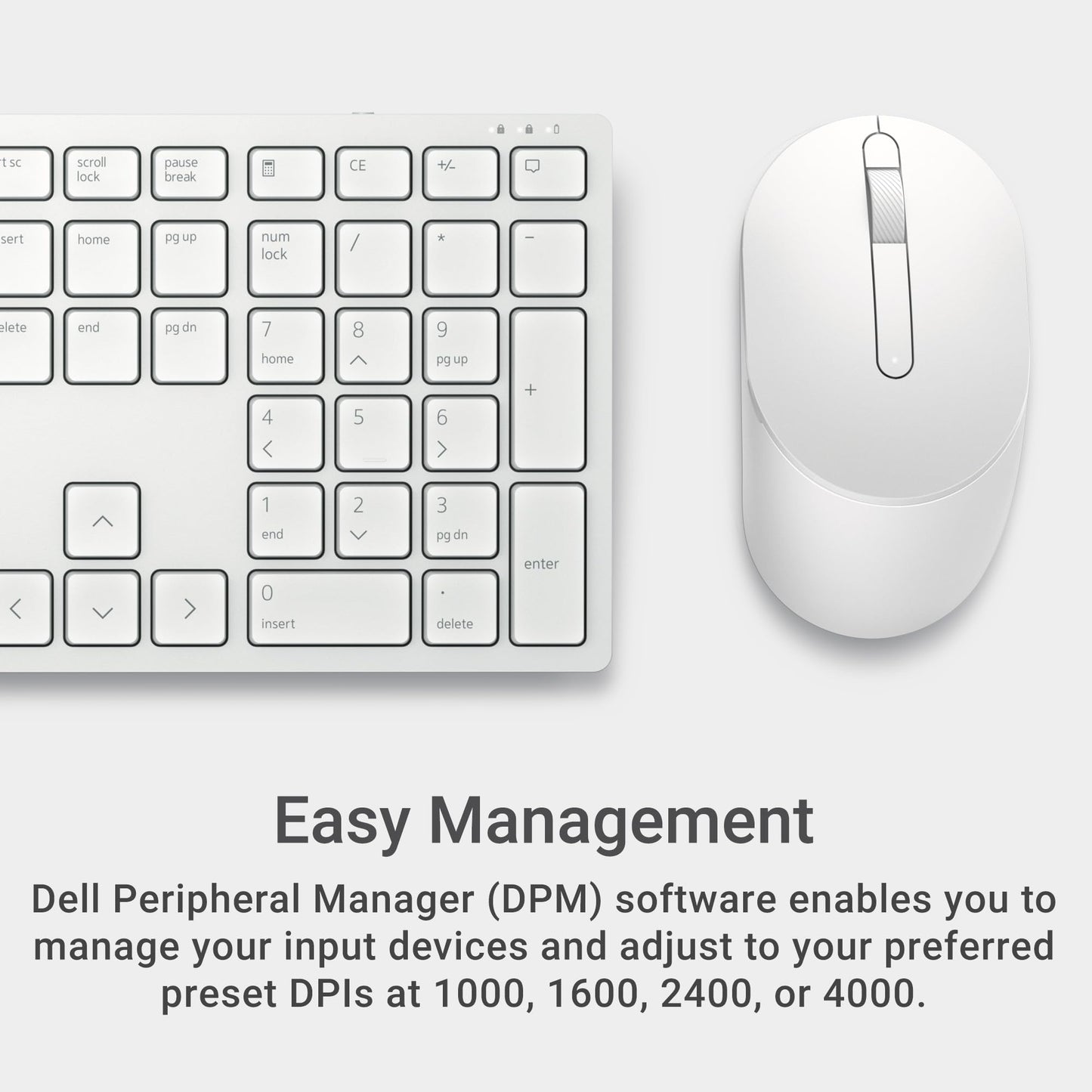 Dell Wireless Keyboard and Mouse - KM3322W, Wireless - 2.4GHz, Optical LED Sensor, Mechanical Scroll, Anti-Fade Plunger Keys, 6 Multimedia Keys, Tilt Leg - Black