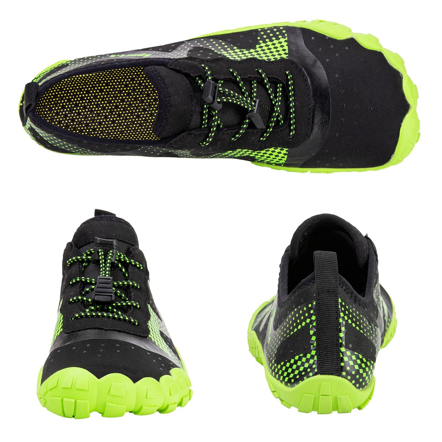 WateLves Water Shoes for Men Women Barefoot Quick-Dry Aqua Sock Outdoor Athletic Sport Shoes Kayaking Boating Hiking Surfing Walking (A-Black/Green, 42)