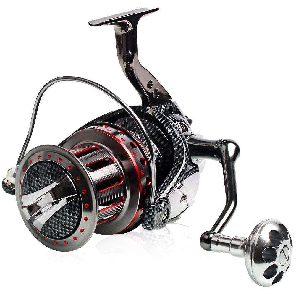 HiUmi Full Metal Body Big Spool Casting Spinning Fishing Reels 8000 9000 10000 11000 12000 PescaSaltwater Boat Rock Surf Fishing Reel (8000)