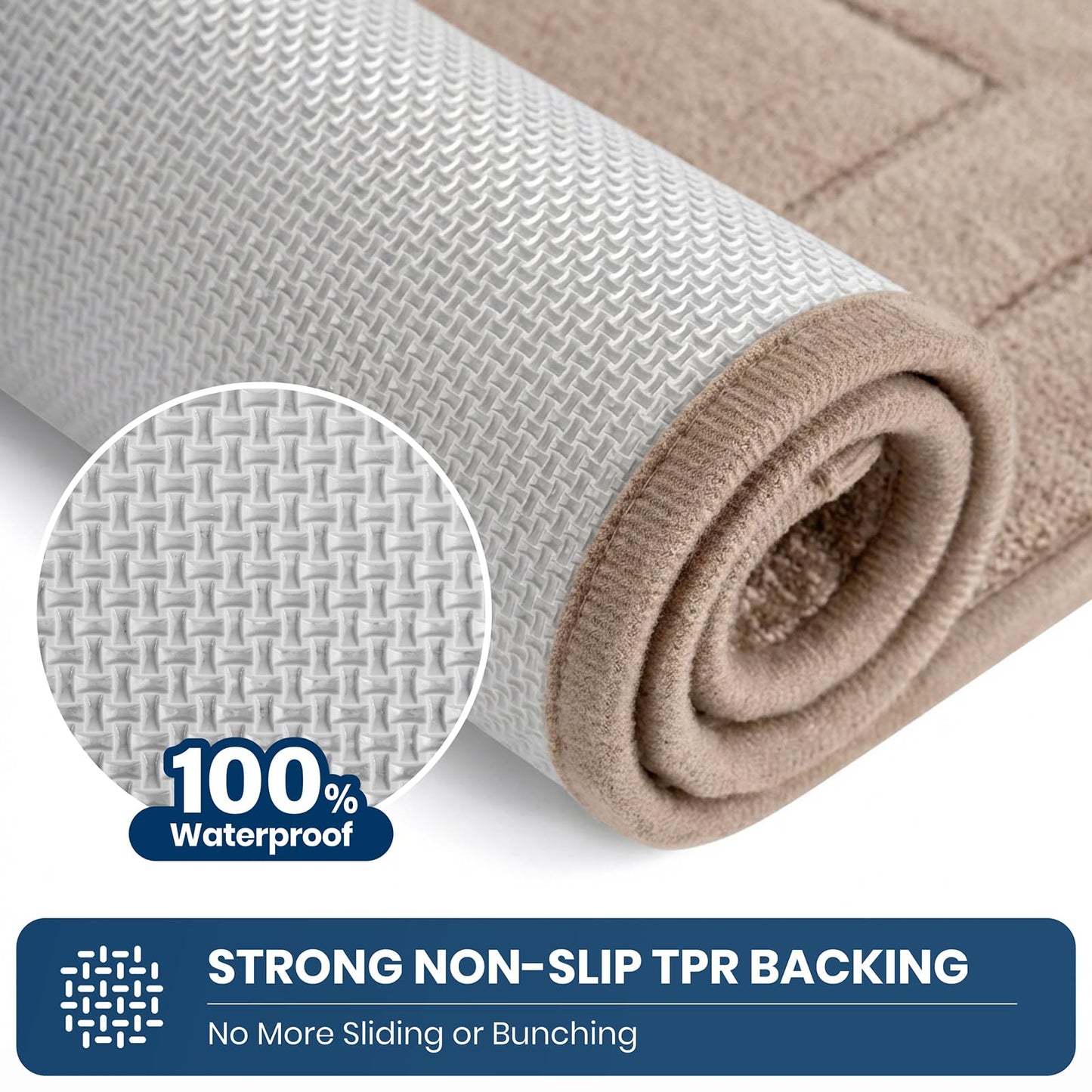 PURRUGS Machine Washable Kitchen Rug Set [2 PCS] (24" x 35.5"+ 24" x 59"), Non-Slip/Skid Kitchen Runner Rugs & Floor Mats, Super Absorbent Soft Standing Mats for Kitchen, Laundry & Sink, Beige