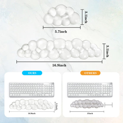 Gel Cloud Keyboard and Mouse Wrist Rest, Cute Wrist Support and Arm Support Keyboard Rest for Keyboard and Mouse Typing Pain Relief，Suitable for Office/Computer/Laptop/Gaming（White）