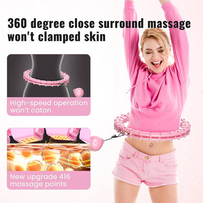 65inch 32 Knots Plus Size Quiet Weighted Hula Infinity Fitness Detachable Hoops, Smart Noiseless Infinity Hula for Women, 2 in 1 Waist and Abdominal Workout Equipment at Home