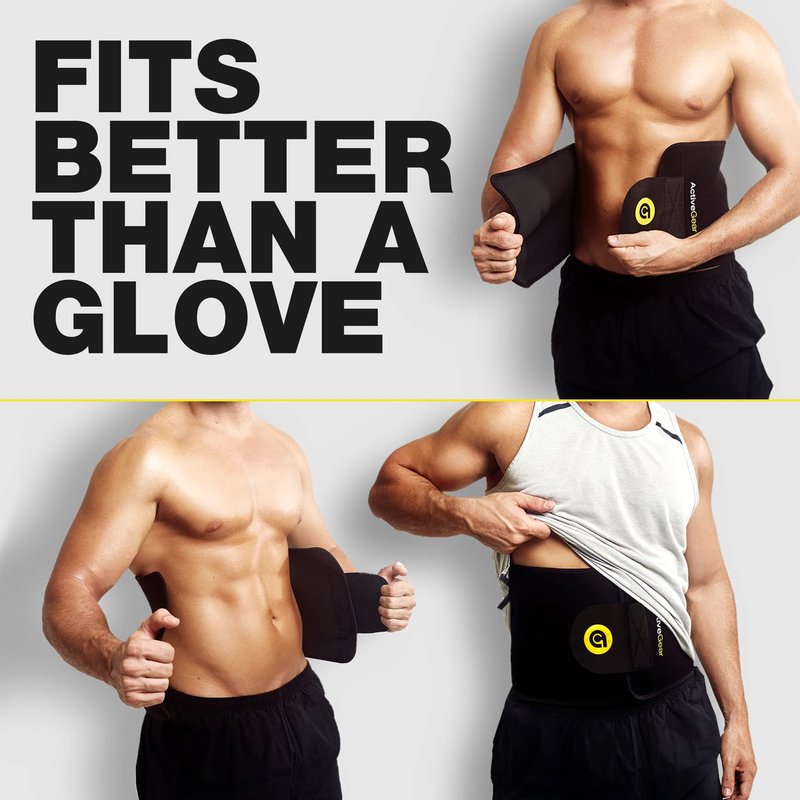 ActiveGear Premium Waist Trimmer Belt Slim Body Sweat Wrap for Stomach and Back Lumbar Support, Large: 9" x 46" - Yellow