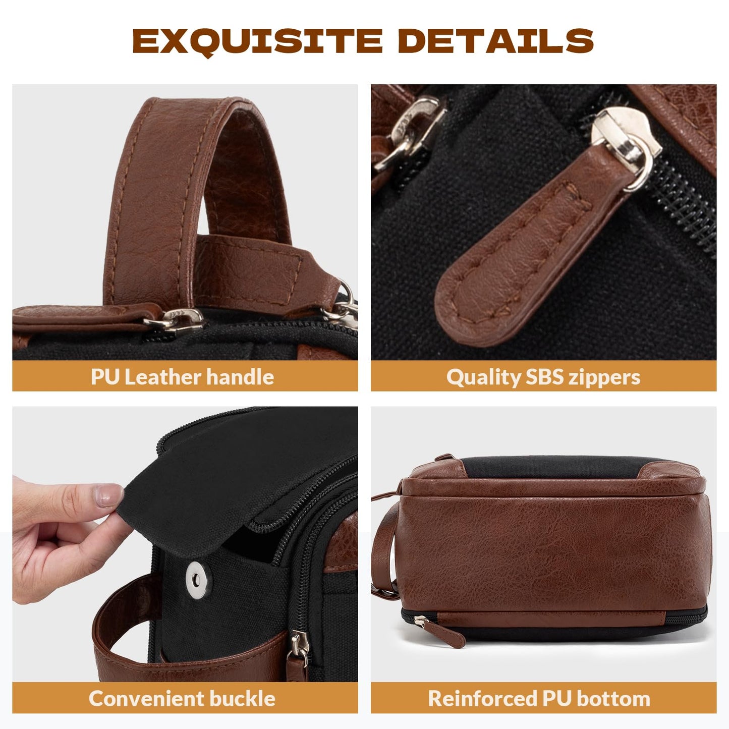 Celvetch Travel Toiletry Bag for Men - Canvas Toiletries Bag with Multiple Pockets Large Hanging Dopp Kit Travel Bag for Toiletries Essentials Accessories - Black