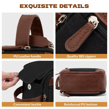 Celvetch Travel Toiletry Bag for Men - Canvas Toiletries Bag with Multiple Pockets Large Hanging Dopp Kit Travel Bag for Toiletries Essentials Accessories - Black