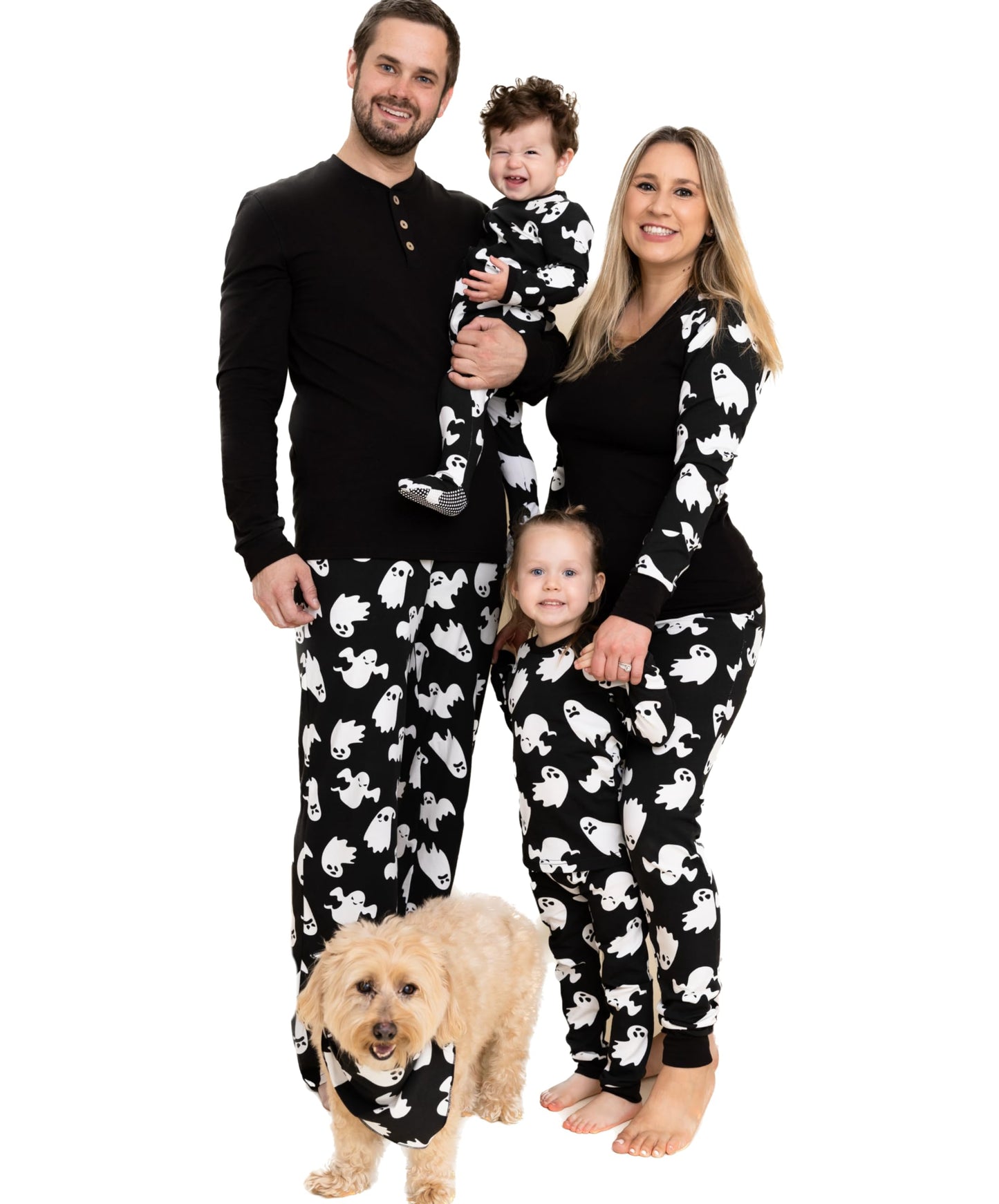 Owlivia Christmas Halloween Pajamas For Family, Organic Cotton Holiday Pajamas Matching Sets(2-Piece Women Pjs, Large, Halloween Ghosts)