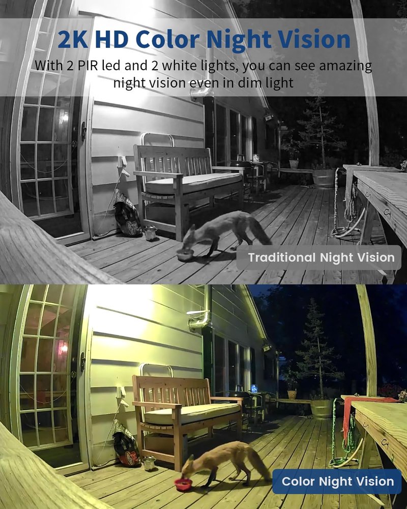 Security Cameras Wireless Outdoor, Battery Powered 2k Color Night Vision, AI Motion Detection Spotlight Siren, IP66 Weatherproof, 2-Way Talk, SD/Cloud Storage, 2.4Ghz WiFi Cameras for Home Security