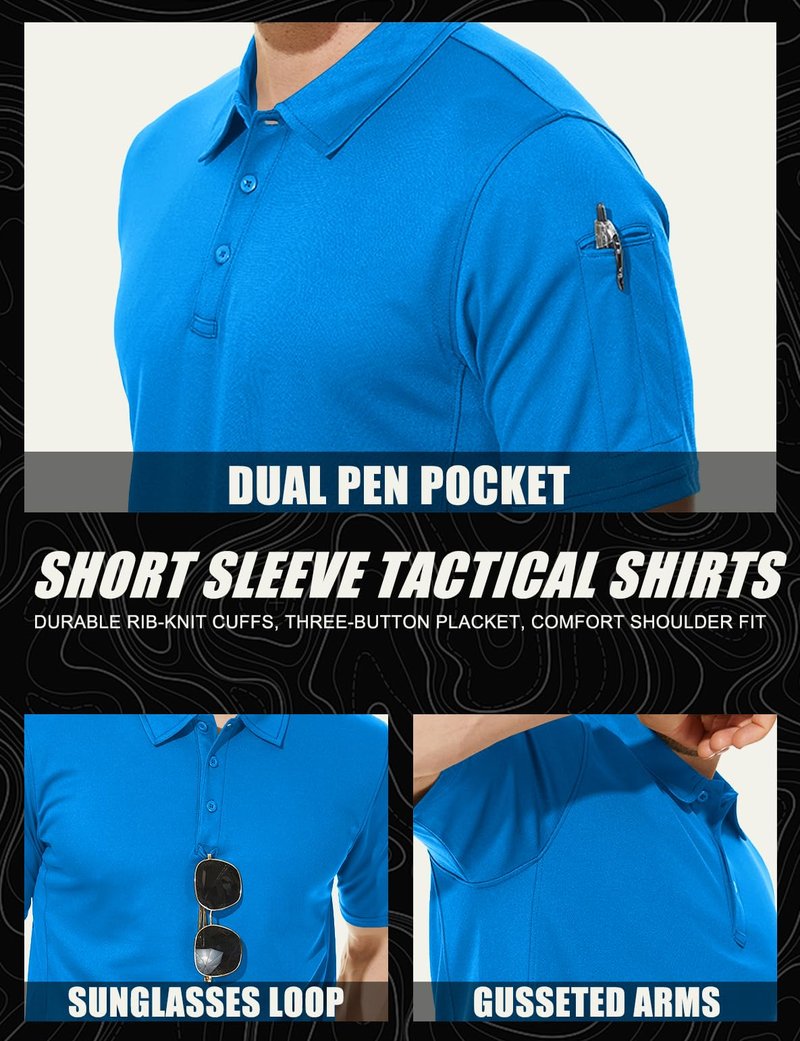 MAGCOMSEN Polo Shirts for Men Short Sleeve Mens Golf Polo Shirts Quick Dry Shirts Fishing Shirts Work Shirts for Men Casual Shirts Summer Shirts Golf Polo Shirts for Men