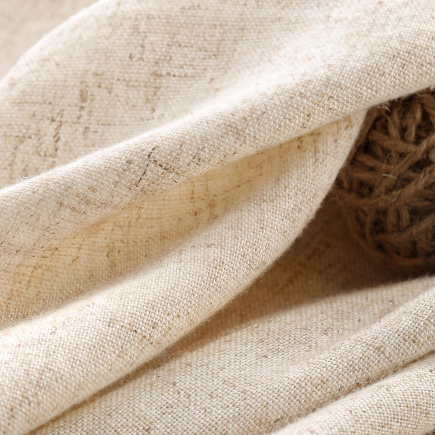 Awellife Extra Long Shower Curtain 84 Inch Length Beige Linen Blend Fabric Shower Curtain for Bathroom, Extra Long 72" W x 84" L