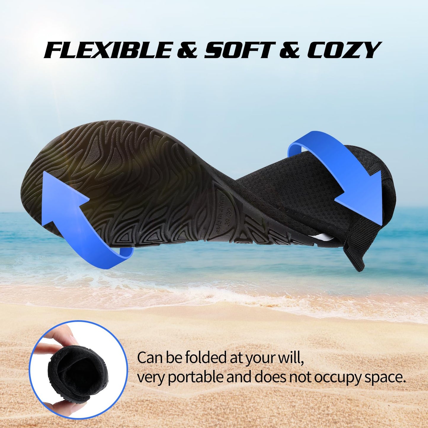 Swim Water Shoes Aqua Socks Barefoot for Sea Beach Swimming Shoes Pool Ladies Women Mens Black Line 6/7 UK