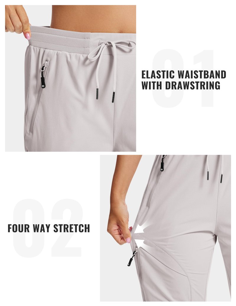 AIRIKE Women's Hiking Pants Lightweight Quick Dry Cargo Pants Casual Work Travel Outdoor Pant Ash Gray M