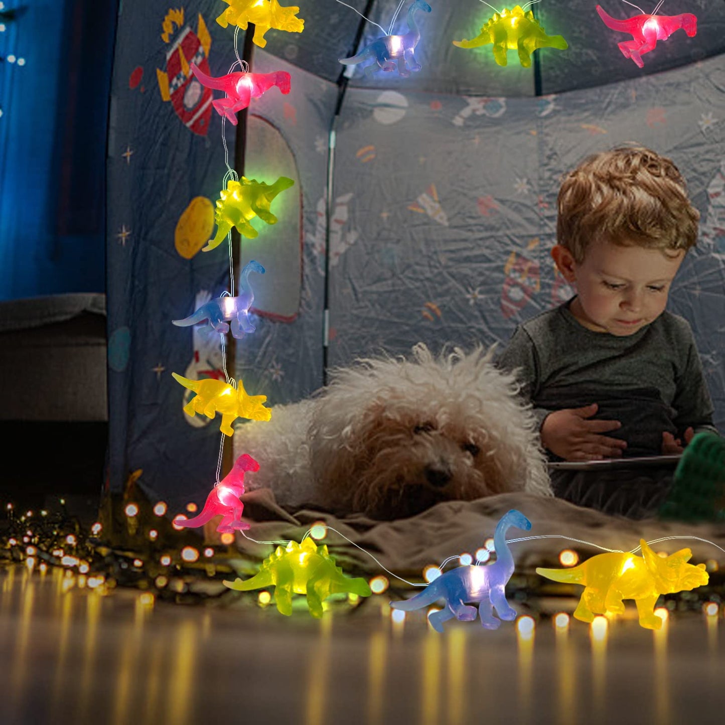 Impress Life Dinosaur String Lights with Remote and Timer,20 LED 10 FT, Dino String Lights for Children's Room Battery Operated Fairy Theme Lights for Boys, Birthday Party, Holiday