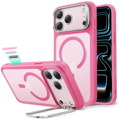 ESR Silicone Case for iPhone 17, Built-in Camera Stash Stand Compatible with MagSafe, Military-Grade Drop Protection Magnetic Phone Case for iPhone 17, Cloud Series, Rosy Pink