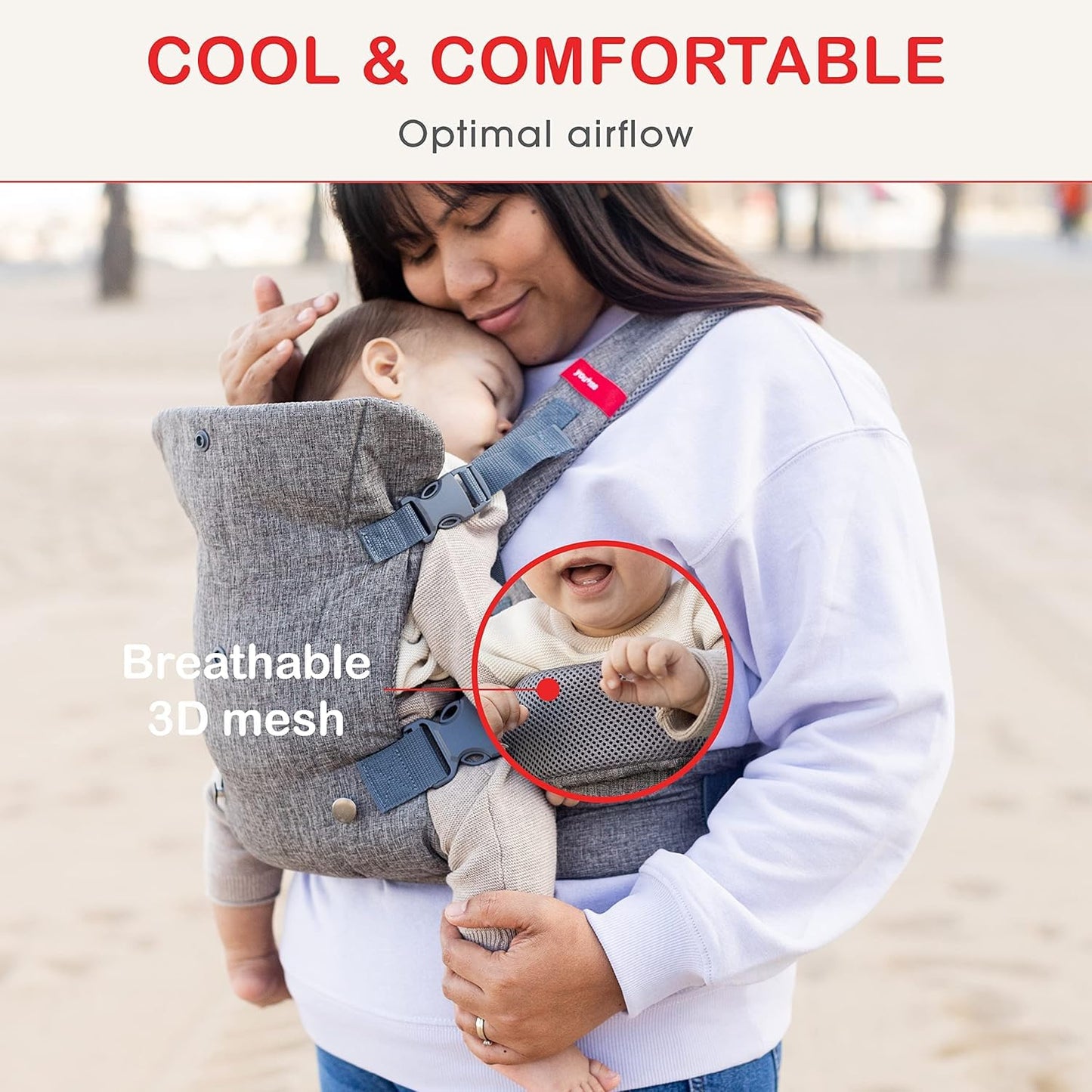 YOU+ME 4-in-1 Baby Carrier Newborn to Toddler - All Positions Baby Carriers from Newborn - Front & Back Carry Baby Carriers - Includes 2-in-1 Bandana Bib - Baby Holder for 8-32 lbs (Grey Mesh)