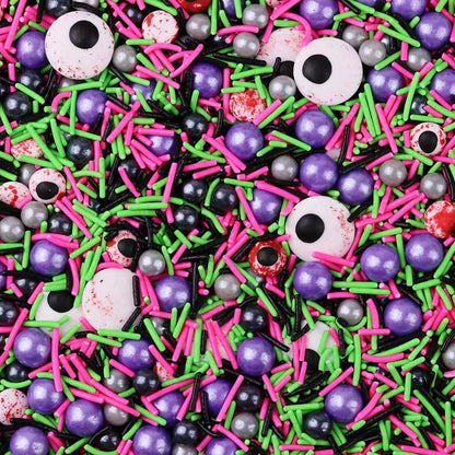 Halloween Sprinkles Pearl Sugar Eyeball Candy 120g/ 4.2oz Baking Edible Cake Decorations Cupcake Toppers Cookie Decorating Ice Cream Toppings Celebrations Shaker Jar Wedding Shower Party Chirstmas Supplies (Eyeball purple pink green candy)