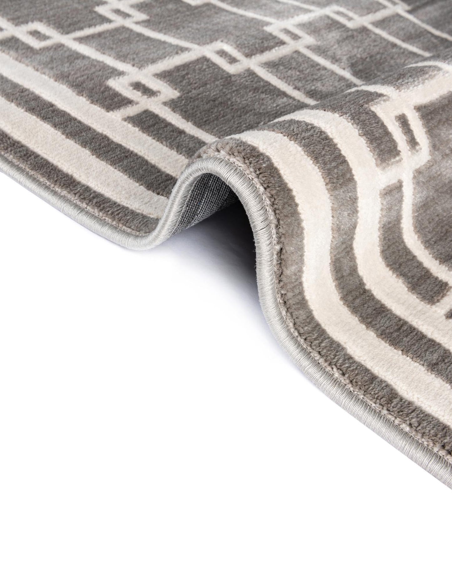Rugs.com - Uptown Rug – 5 Ft Round Gray Easy-Clean Stain-Resistant Rug – Modern Geometric Design for Living Rooms, Bedrooms, and Entryways