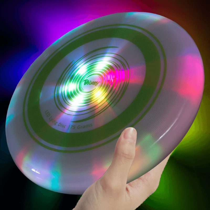 Toysery Light Up Flying Disc - LED Frisbee, Glow in the Dark, Easy to Use, Ideal Camping Game, Fun Outdoor/Indoor Birthday Toys for Boys/Girls/Kids/Adults, 175g