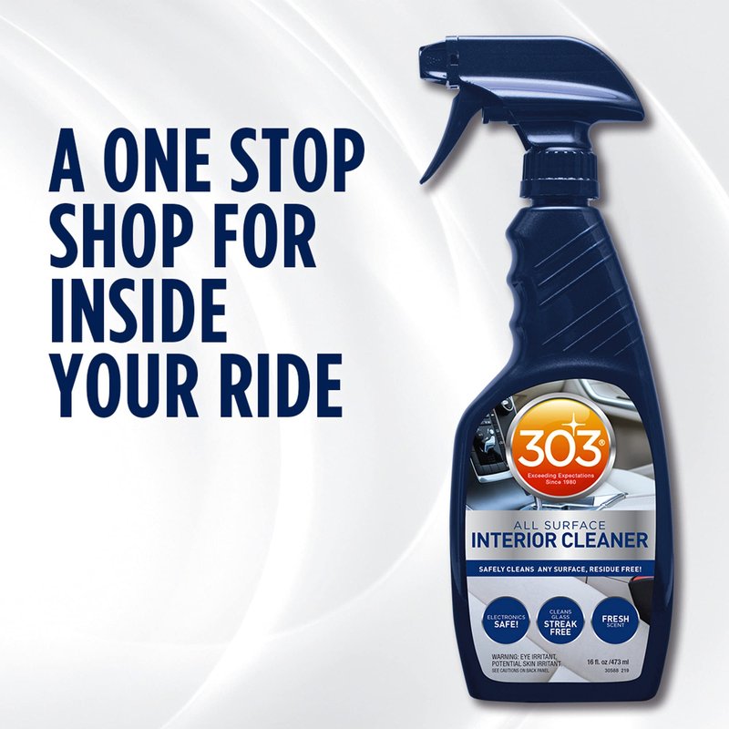 303 Products Interior Cleaner for Cars, All-Surface Auto Cleaner – Safe on Touch Screens & LCD, Residue-Free, Streak-Free Finish for Glass & Dash, 16 oz