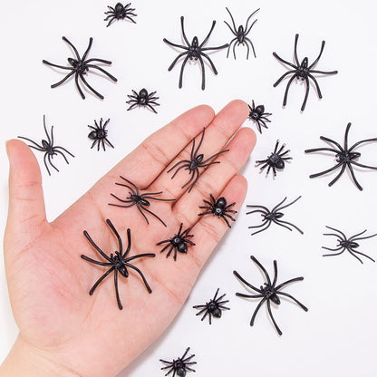 JIALWEN 120 Pieces Realistic Plastic Spiders 3 Sizes Small Spider Toys Black Fake Spiders Halloween Prank Props for Halloween Home Party Decorations