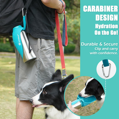 LumoLeaf Portable Dog Water Bottles 800ml, Stainless Steel Pet Travel Water Bottle Dispenser for Walking, Hiking and Outdoor, Portable Water Bowl for Large Dogs (Blue)