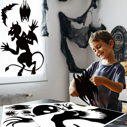 CCINEE Halloween Window Cling Sticker,Giant Spooky Monster Silhouette Window Decal for Halloween Party Decoration,4 Sheet