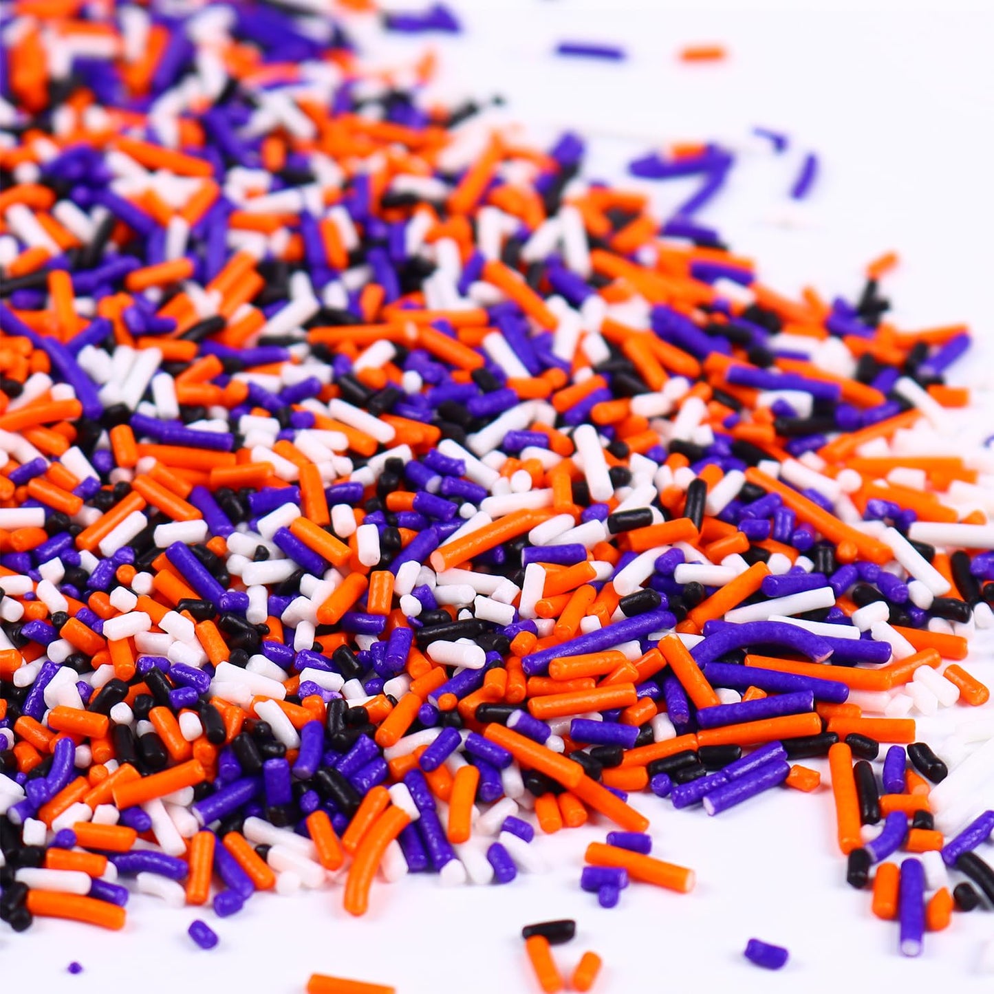 Edible Halloween Jimmies Sprinkles, Halloween Sprinkles, White, Purple, Orange, and Black sprinkles, Jimmy for Decorating, Perfect for Cake, Cupcake, Macaron, Baking, Ice cream, and Cookies(120g/4.23 oz)