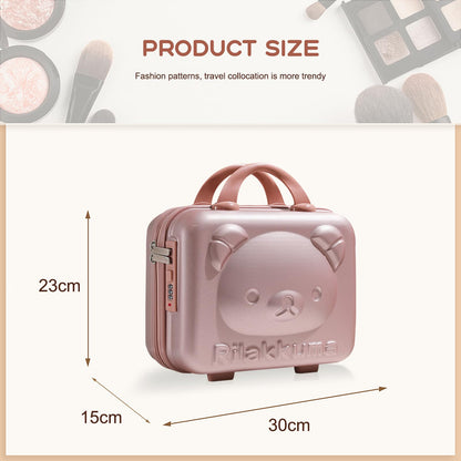 Balakaka Vanity Case with Zipper 30x15x23 cm, 10 L Hard Shell Vanity Case with Combination Lock, Portable Water Proof Travel Makeup Case with Handle for Women Girl, Rose Gold