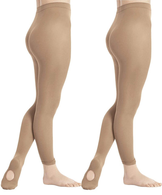 DIPUG Suntan Girls' Convertible Ballet Tights/Soft Transition Dance Tight(Toddler/Kids)
