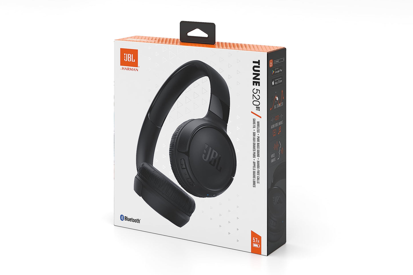 JBL Tune 520 BT Wireless On-Ear Headphones with JBL Pure Bass Sound, Bluetooth 5.3, Hands-Free Calls and 57-Hour Battery Life, Black