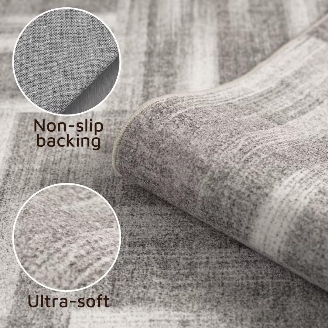 GEMBED Modern Area Rug - 5'x7' Machine Washable Rug for Bedroom Living Room, Soft Non Slip Non Shedding, Geometric Style Rugs for Home Decor, Nursery, Playroom, Teen Dorm, Grey