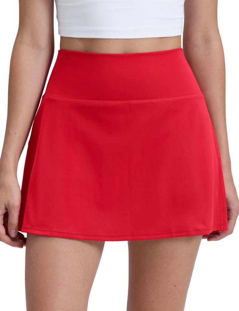 CRZ YOGA Butterluxe High Waisted Tennis Skirts for Women - Mini Lined A Line Golf Casual Skort with Inner Pockets Aurora Red Medium