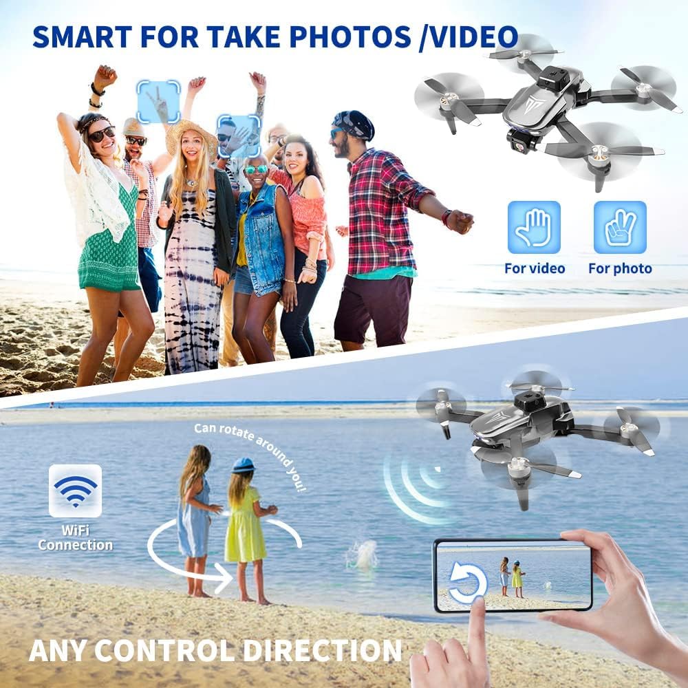 Drone, Drones with camera for adults 4k, Drones for kids 8-12, Brushless Motor, FPV Foldable Drone, Carrying Case, 40 mins Battery Life, Christmas gifts, 360° Flip, APP Control