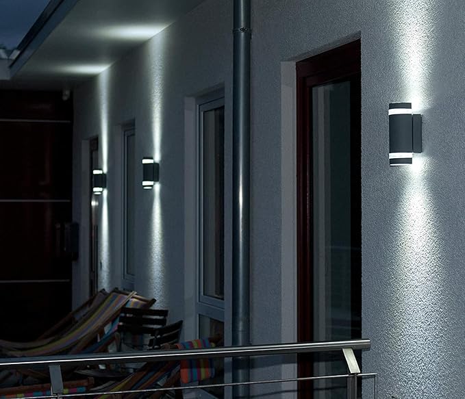 Porch Lights Outdoor Dusk to Dawn, Aluminum Outdoor Wall Light Fixture 6000K, Waterproof Wall Lamp Up and Down Lights Exterior Sconce Wall Lighting Fixture for House Doorway, ETL Listed