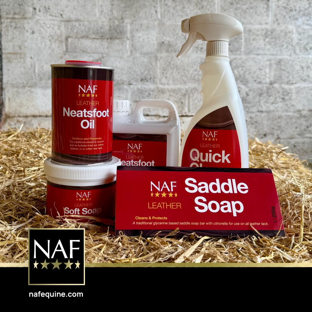 NAF Leather Soft Soap 450g – Glycerine-Based Saddle Soap for Leather Care – Cleans, Conditions & Preserves Tack – Easy-to-Use with Sponge Included
