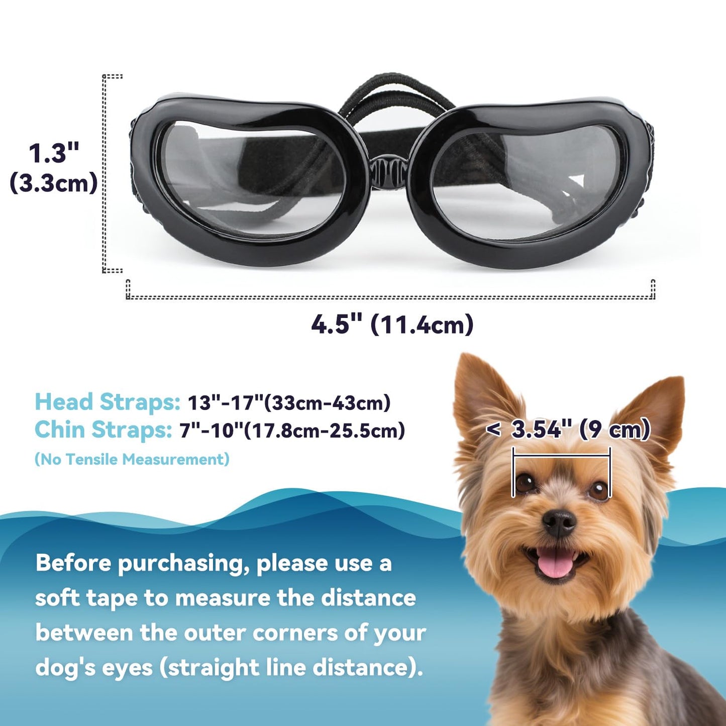 PETLESO Dog Sunglasses for Small Dogs Waterproof Anti-UV Protective Glasses for Small Dogs - Transparent