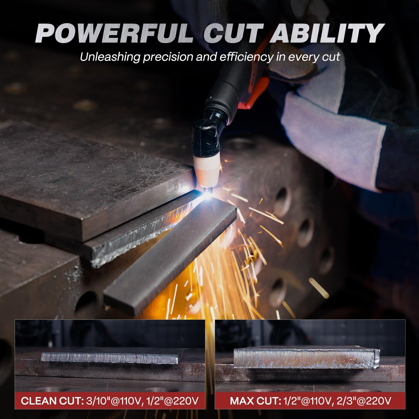 ARCCAPTAIN Plasma Cutter, [Large LED Display] 50Amps Cutter Machine with 110/220V Dual Voltage DC Inverter IGBT 1/2 Inch Clean Cut Post Flow and 2T/4T, for Beginners DIY