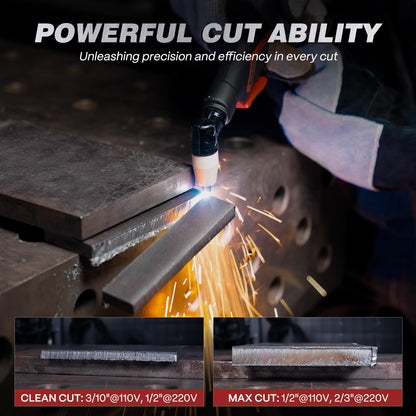 ARCCAPTAIN Plasma Cutter, [Large LED Display] 50Amps Cutter Machine with 110/220V Dual Voltage DC Inverter IGBT 1/2 Inch Clean Cut Post Flow and 2T/4T, for Beginners DIY