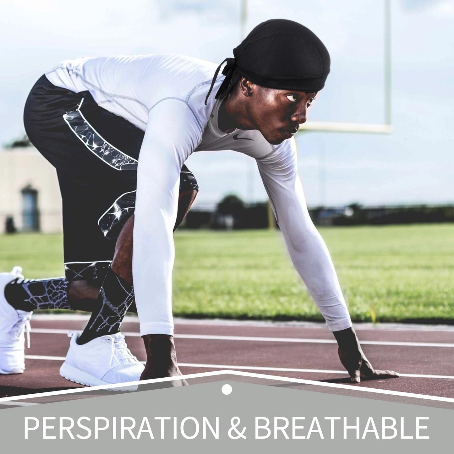 6 Pieces Do Rags Sweat Wicking Beanie Cooling Durags Skull Cap Motorcycle Head Wrap Bandana for Men Women (Black, White, Gray,Simple Style)