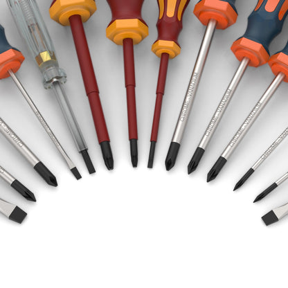 Presch Screwdriver Set 14 pcs - Magnetic Screwdriver Set with PH, Pozidrive, VDE Screwdrivers, Voltage Tester and Holder - Screw Driver Kit