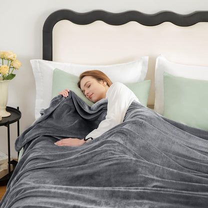 WAVVE Fleece Blanket Sofa Throw Grey 4ft x 5ft - Fluffy Soft Warm Versatile Blanket for Sofa/Couch/Bed Throw/Single Size Gray,130x150 cm