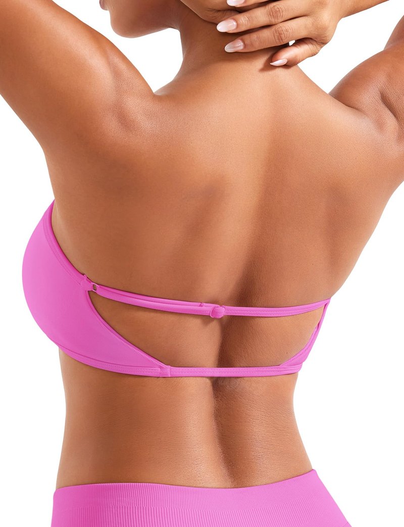 VOYJOY Impact Backless Bandeau Bra Workout Strapless Basic Tank Top Adjustable Back Bandeau Shirts Summer Going Out Tops