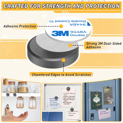 FINDMAG 20Pcs Magnets for Crafts with Adhesive Backing, Round Ferrite Craft Magnet with Adhesive Backing, Flat Ceramic Circle Magnets for Classroom, Building, Fridge, Office - 0.71" D X 0.12" H